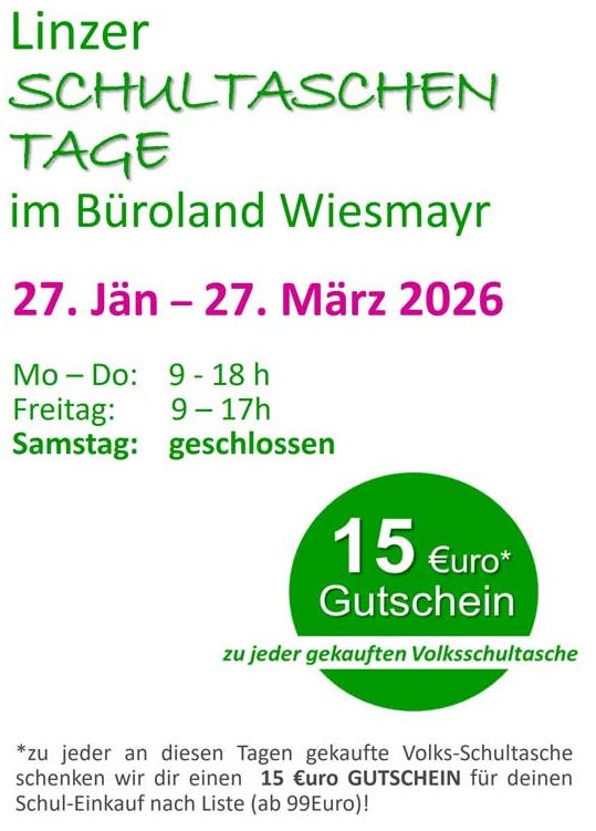 Büroland Wiesmayr - Schultaschen Tage