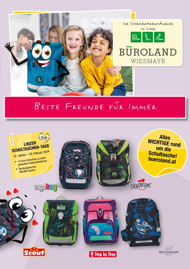 Büroland Wiesmayr Schultaschen-Flyer